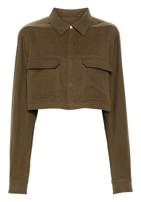 Camicia crop con abbottonatura automatica in verde di Rick Owens - donna